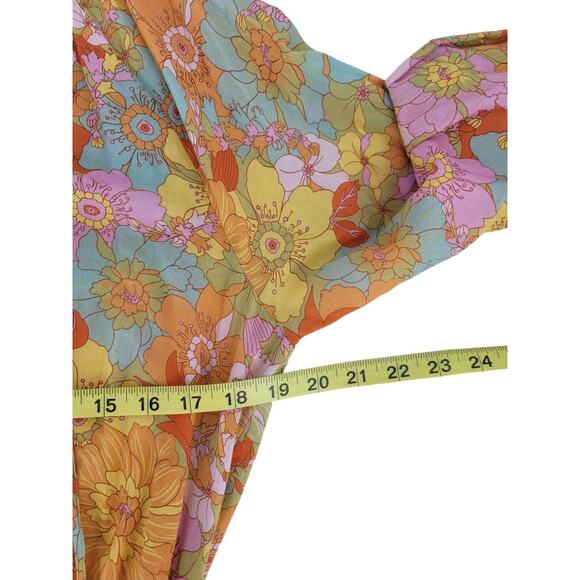 Show Me Your Mumu Women's Cait Midi Dress Groovy Blooms Floral Boho‎ Ruffle Sz M - Picture 7 of 10